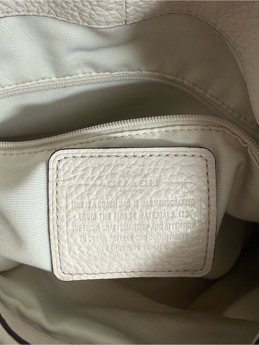 Coach White Pebbled Leather Shoulder Bag with Gold Hardware - Picture 6 of 10